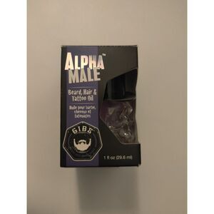 Gibs Grooming Alpha Male Hair Beard Tattoo Oil 1 FL OZ New Skull Top Hat Bottle